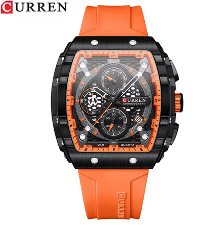 Reloj de pulsera de cuarzo cuadrado para hombre, cronógrafo luminoso, resistente al agua, con fecha