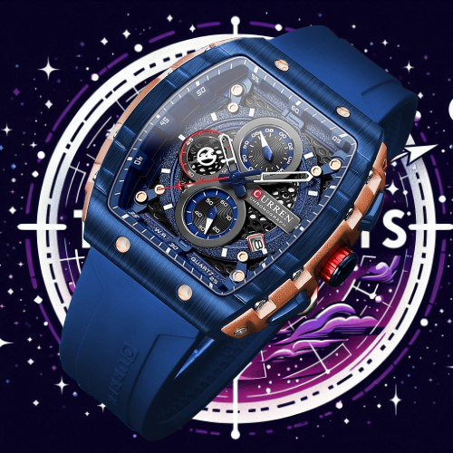 Reloj de pulsera de cuarzo cuadrado para hombre, cronógrafo luminoso, resistente al agua, con fecha