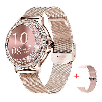 Reloj inteligente Rosegold para mujer, pulsera con llamadas, Bluetooth, Modo deportivo, Fitness, diales DIY para IOS y Android, NX19