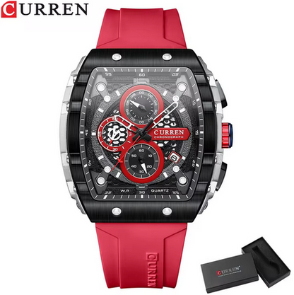 Reloj de pulsera de cuarzo cuadrado para hombre, cronógrafo luminoso, resistente al agua, con fecha